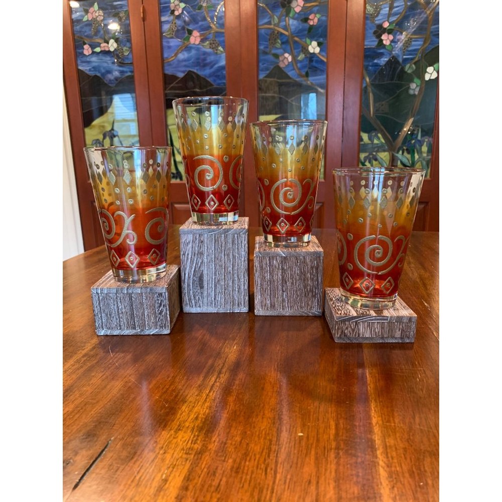 Vintage Cerve Hand Painted Water Glasses.